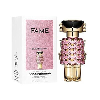 Paco Rabanne Fame Blooming Pink Limited Edition Eau De Parfum Spray for Women 80ml 2.7 oz collector pink sequin dress bottle and box