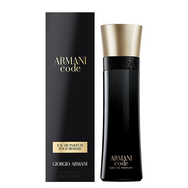 Giorgio Armani Code Eau de Parfum Pour Homme black and gold perfume bottle with box for men