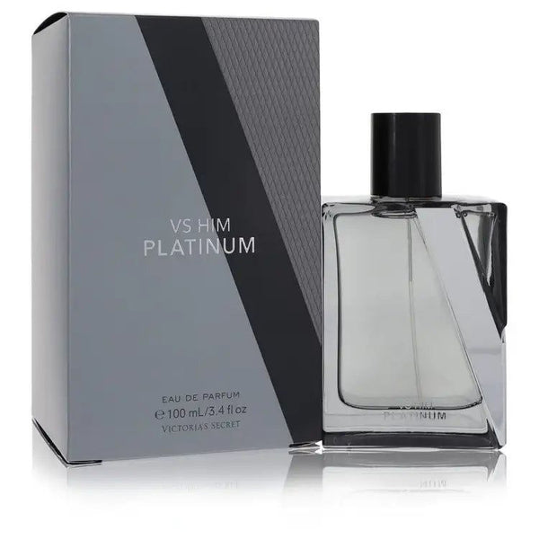 Victoria's Secret VS Him Platinum Eau De Parfum Spray for Men 100ml 3.4 oz metallic platinum glass bottle and box