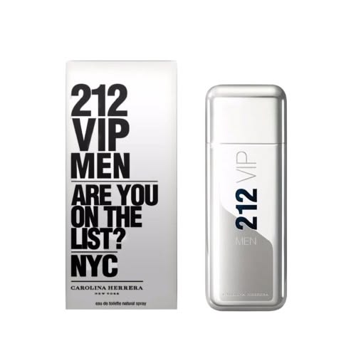 Carolina Herrera 212 VIP Men Eau De Toilette Spray for Men 80ml 2.7 oz silver metallic bottle and box