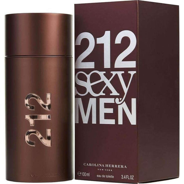 Carolina Herrera 212 Sexy Men Eau De Toilette Spray for Men 100ml 3.4 oz metallic reddish-brown bottle and box