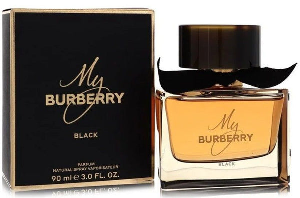 Burberry My Burberry Black Eau De Parfum Spray for Women 90ml 3.0 oz rich amber glass bottle with black horn-look cap and hand-tied gabardine knot