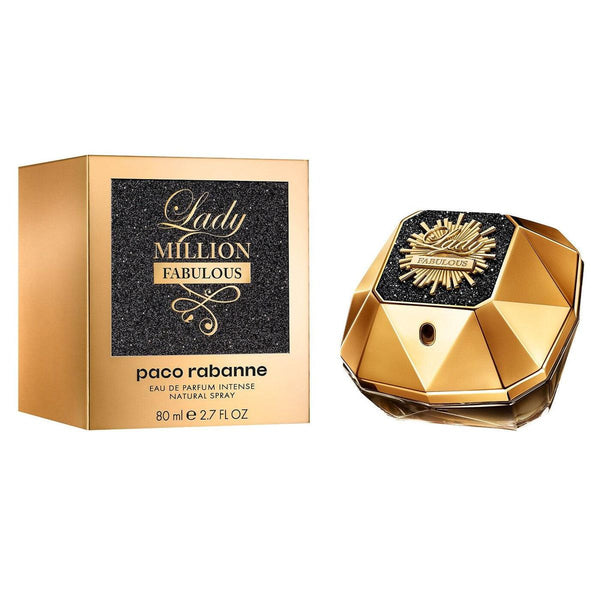 Paco Rabanne Lady Million Fabulous Eau De Parfum Intense Spray for Women 80ml 2.7 oz black and gold diamond bottle and box